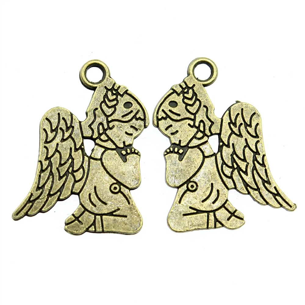 WYSIWYG 10pcs 24x17mm Antique Silver Color Antique Bronze Guardian Angel Charms Charms Angel Pray Guardian Praying Angel Charms