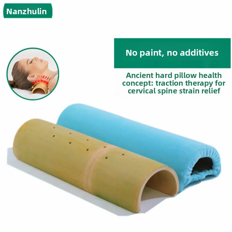 Hard Natural Bamboo Cylindrical Pillow Cervical Traction Neck Forward Posture Correction Curve Recovery Cushion