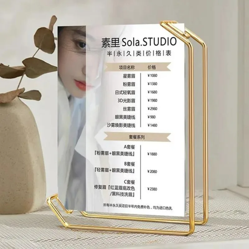 6 Inch 105x150mm Acrylic Sign Holder Menu Paper Price Listing Poster Frame Baby Wedding Gift Metal Photo Picture Display Stand