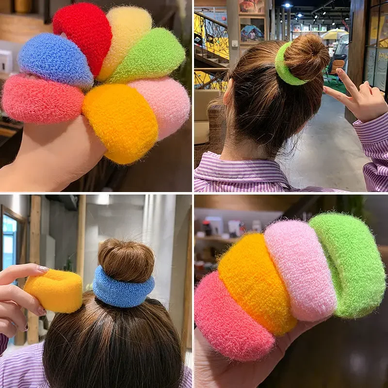 2/6/12 Pcs Women Girls Cute Knitting Solid Elastic Hair Bands Children Soft Hair Scrunchies Hair Ties Kids Hair Accessories Set