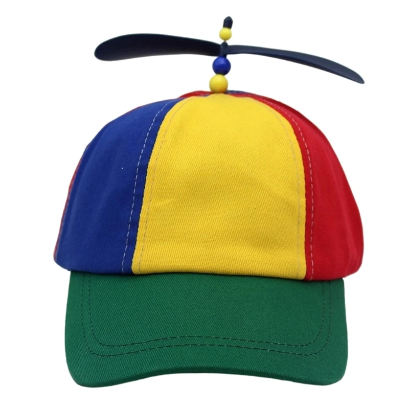  2Pcs Eye Catching Helical Propeller Hats In Bright Rainbow Shades Comfortable And Durable Cotton For Various Ages