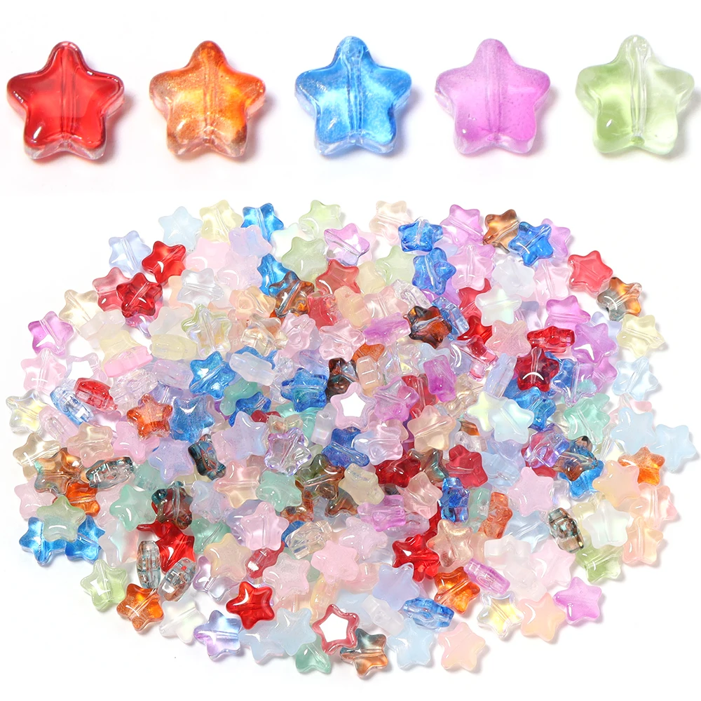 50 Stück 8mm Bunte Fünfzackige Stern-Lampwork-Perlen Lose Abstandshalter-Glasperlen für Schmuckherstellung DIY Armband Schlüsselanhänger Zubehör – Detail 5