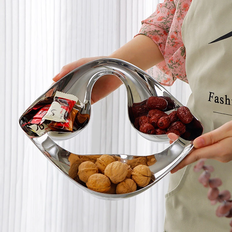 Creative Irregular Stainless Steel Tray,Nordic Serving Plate for Dessert Fruit Candy Dried Fruit,Luxury Gift for Home Restaurant