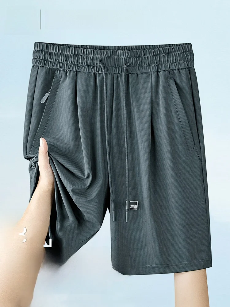

Men's Ice Silk Casual Shorts Straight Leg Thin Quick Dry Sport Five-Quarter Pants Lightweight Breathable Summer Shorts