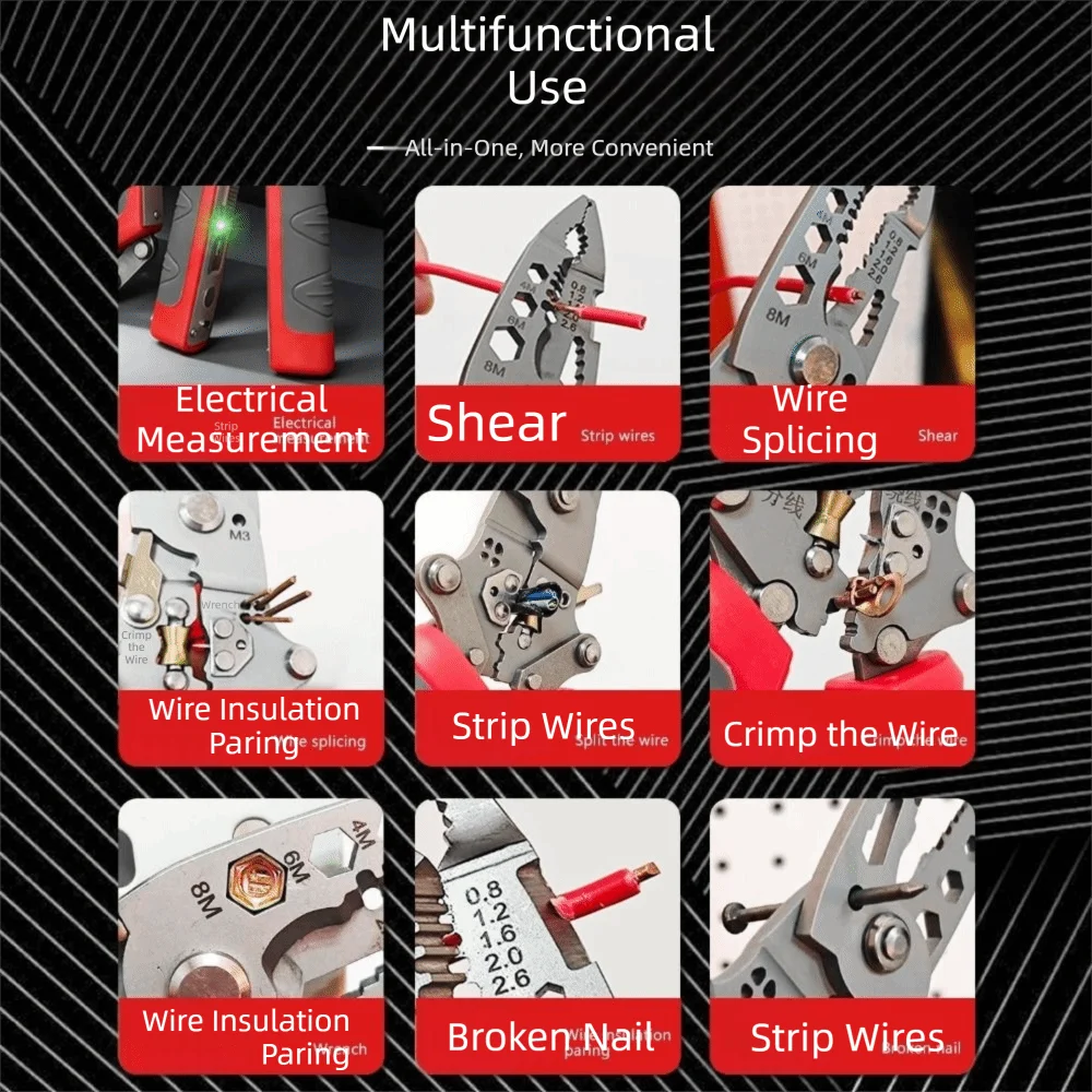 Foldable Wire Stripping Pliers Voltage Tester Rechargeable Crimping Tool Multifunctional Electrician Pliers Electrician Tool
