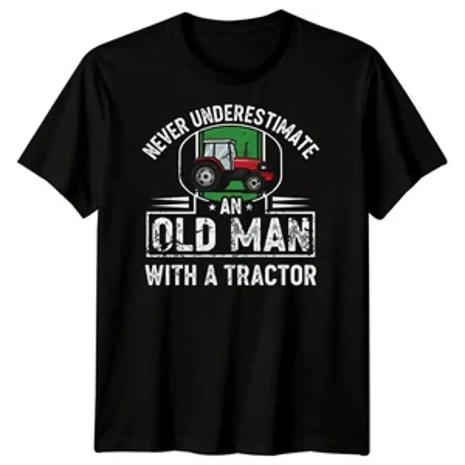 Never underestimate an old man a tractor agriculture humor professions men's t shirt vintage Washed Casual Unisex