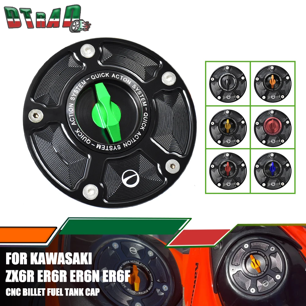 

ZX-6R 2007-2017 For Kawasaki ZX6R ER-6N ER-6R ER-6F Motorcycle Accessories Quick Release Keyless CNC Fuel Gas Oil Tank Cap Cover