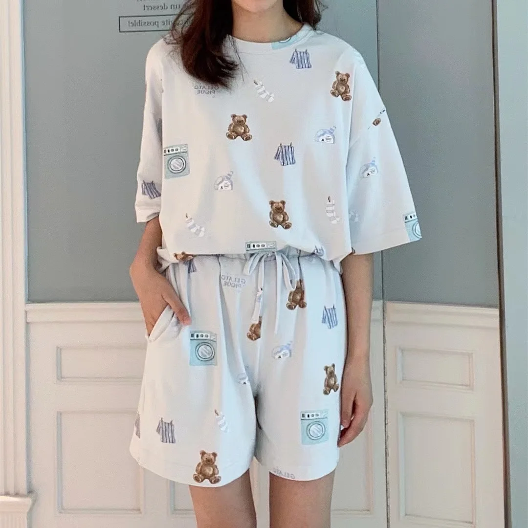 

Пижама в японском стиле, хлопковый летний короткий комплект, женская одежда для отдыха, одежда для сна для девочек, милые пижамы