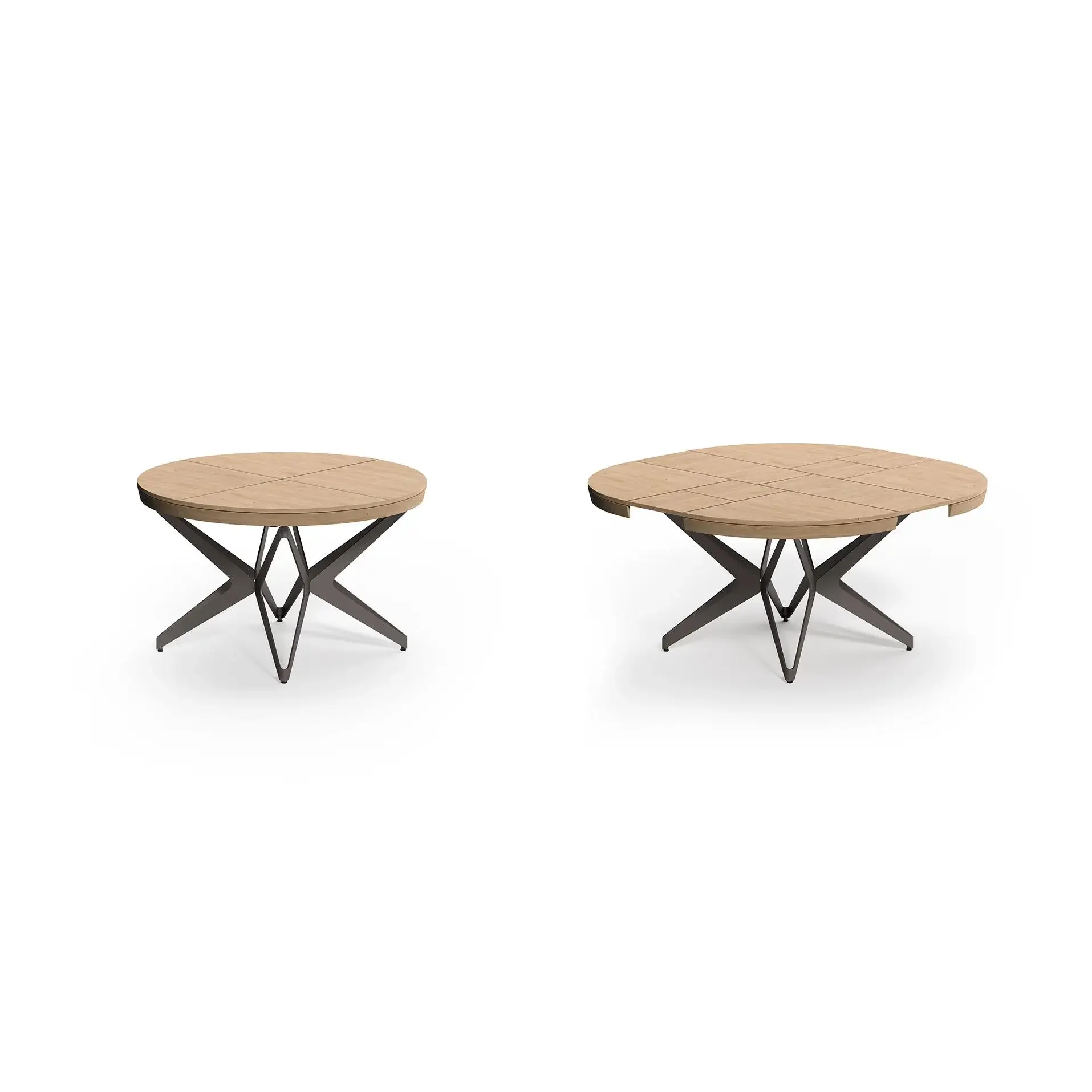 Solid wood retractable dining table Round walnut eating table that does not take up space Small apartment household