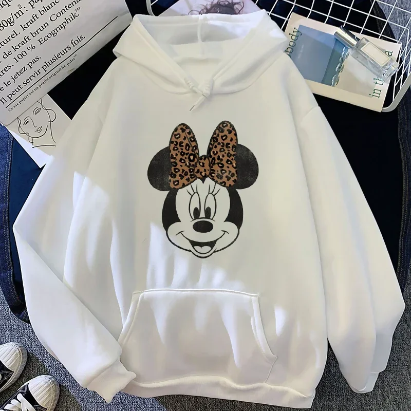 Loose Lovely Pattern Male Sweatshirts Pocket Disney Minnie Mouse Cartoon Print Daily Men Hoodies Autumn Winter Popular Pullover