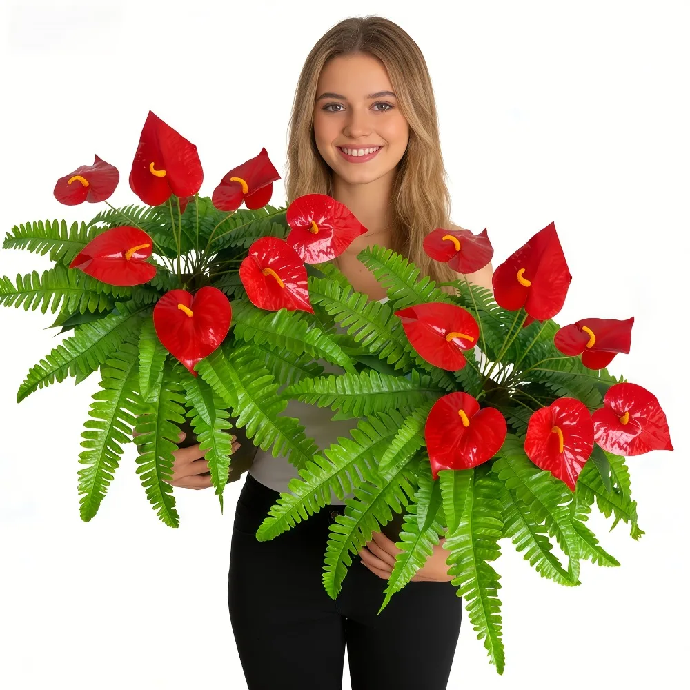 Juego de 4 Plantas Artificiales de Alta Calidad, Plantas Tropicales Persas Grandes, Philodendron Aroid, Plantas Artificiales Realistas