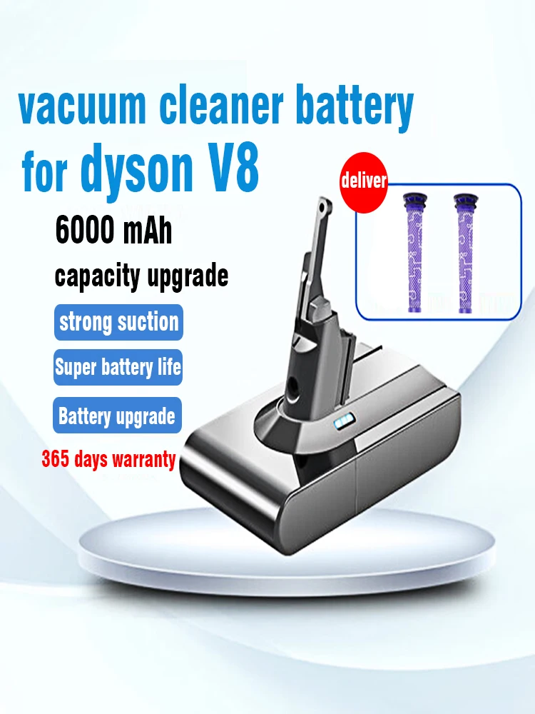 Wymienna bateria YH5 do odkurzacza Dyson V8 SV10, kompatybilny V8 Animal, V8 Absolute, V8 Fluffy, V8 Motorhead, V8 Total Clean Handheld Vacuum, 21.6V 6000mAh — zdjęcie produktu 7