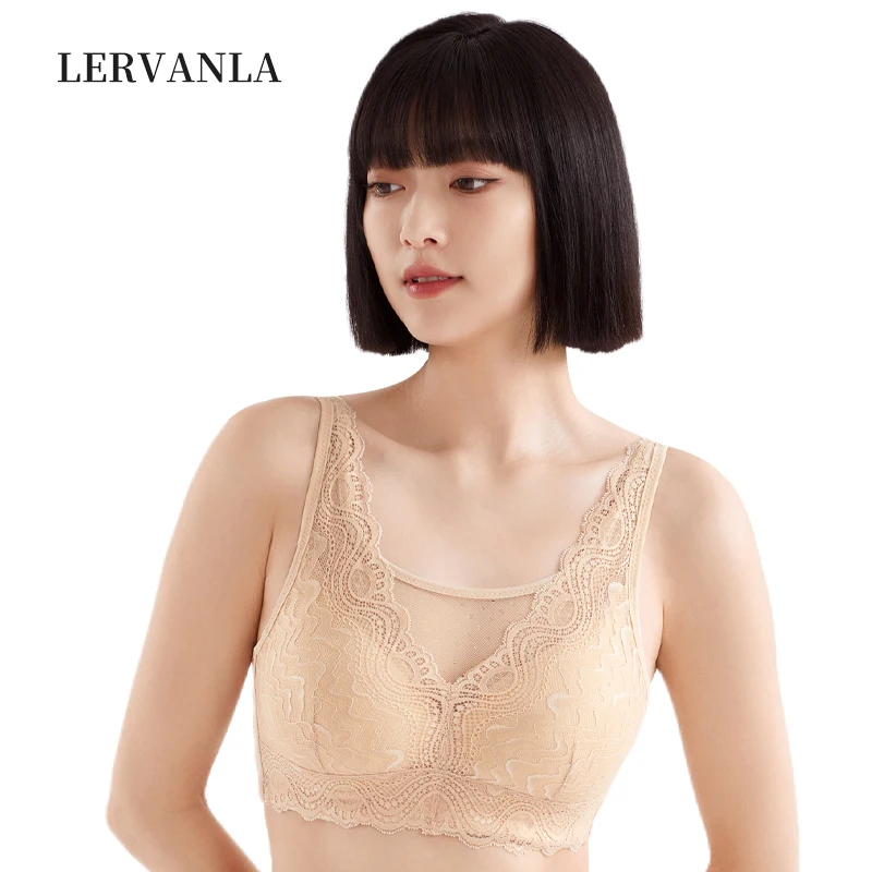 LERVANLA 2076 New Breast Surgery Lace Back Breasted Breast Cancer Patients Silicone Padded Without Steel Ring