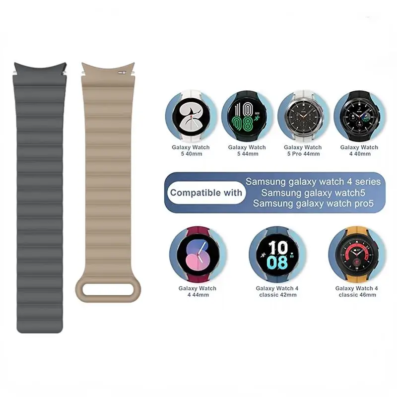 Magnetic silicone loop strap For Samsung Galaxy watch 7 6 5 4 40mm/44mm 45mm adjusting wristband Watch 6 4 Classic 47mm 42/46mm
