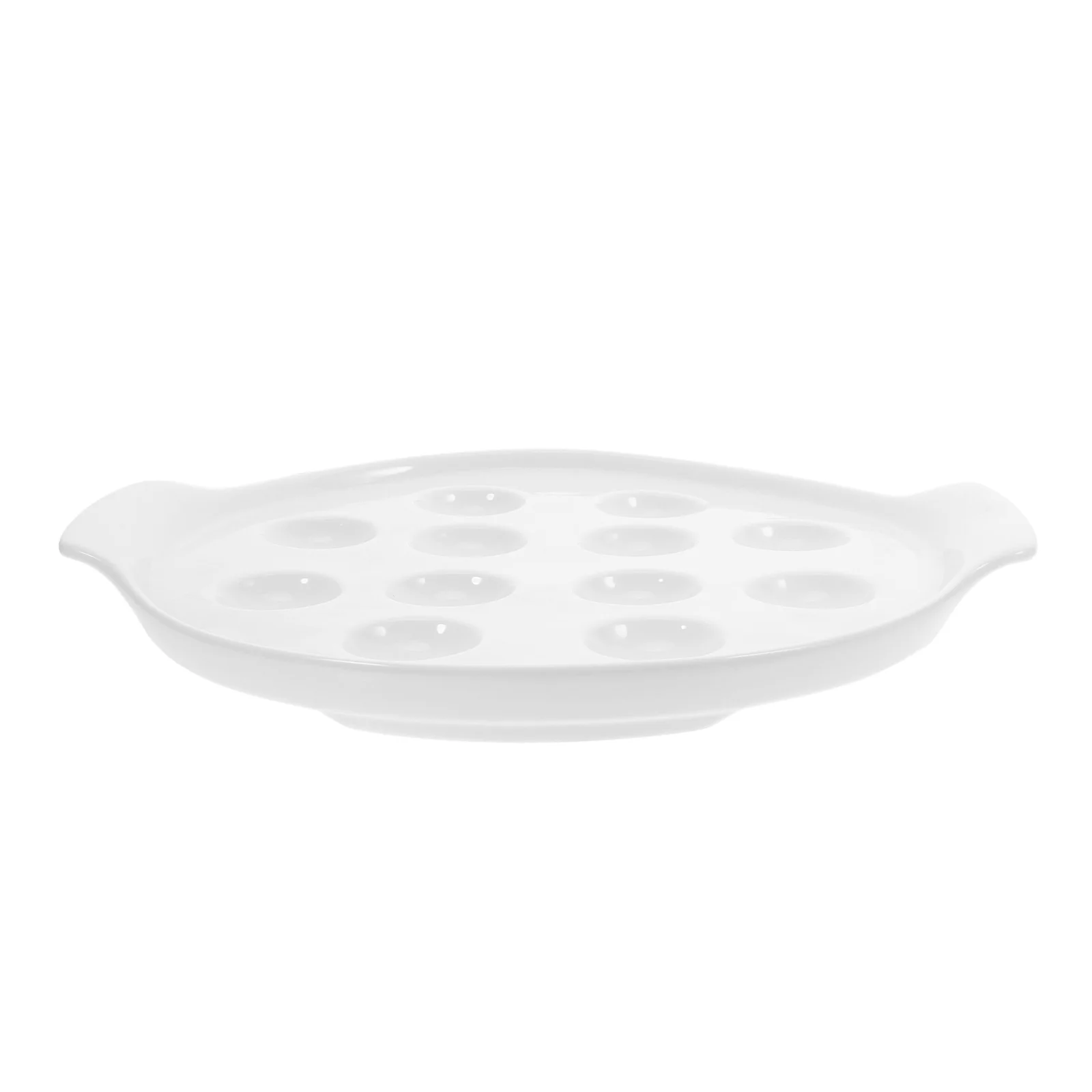 

Ceramic French Escargot Baking Dish with Grooves Holds Shells and Sauce Perfect for Oven Baking Seafood Mushroom Dishes