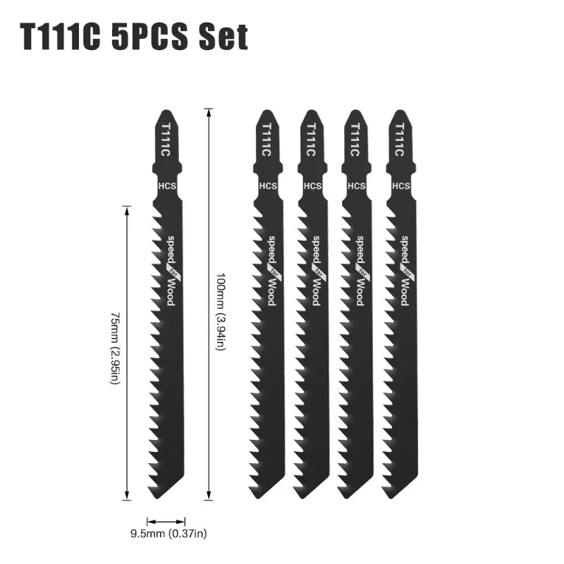 

JHD Fit For Professionals Or Diyers 100Mm T111C Jigsaw Saw Blade Set 5Pcs/Lot HCS For Aluminium Alloy, Plastic Cutting