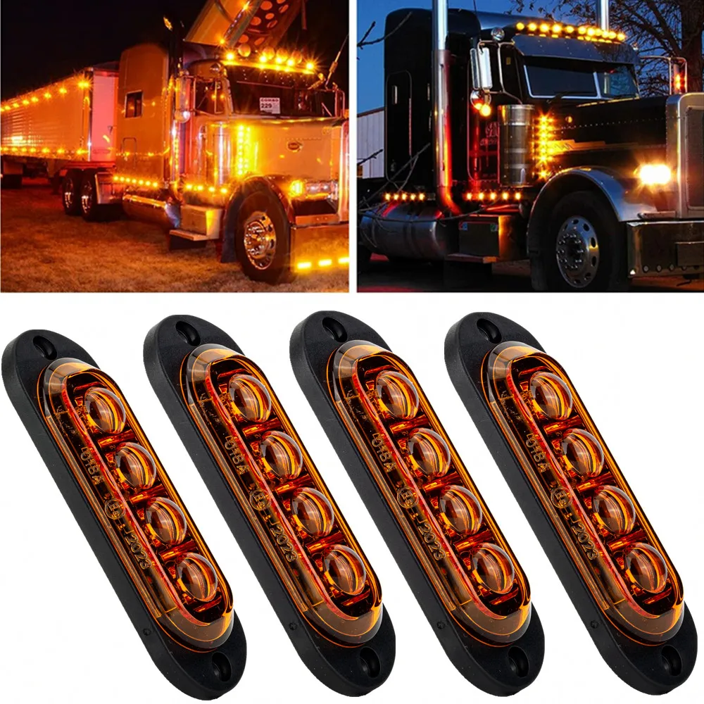 4PCS For Truck Trailer Side Clearance Marker Lamp Waterproof 12V 24V Car Boat lorry Stop Light Tail Turn Signal Truck Accessorie