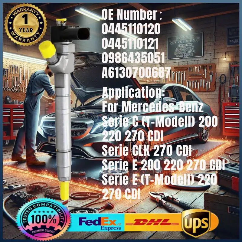 

0445110120 0445110121 0986435051 A6130700687 Common Rail Fuel Injector for Mercedes-Benz Serie C Serie E 200 220 270 CDI