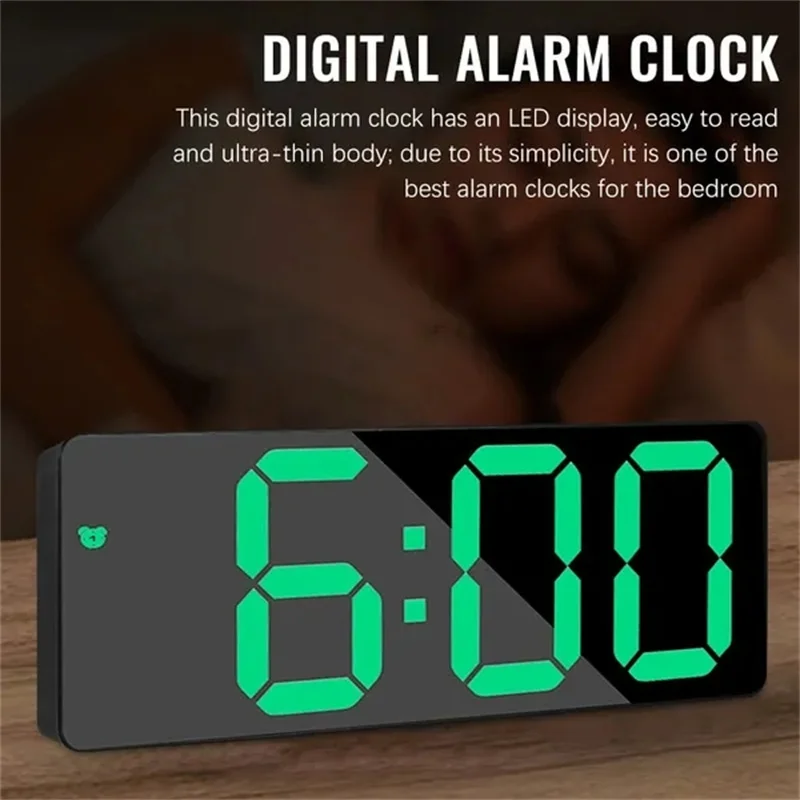 Digital Alarm Clock LED Desktop Clock Voice Control Snooze Night Mode Clock Multifunctional Mini Electronic Alarm Clock Bedroom