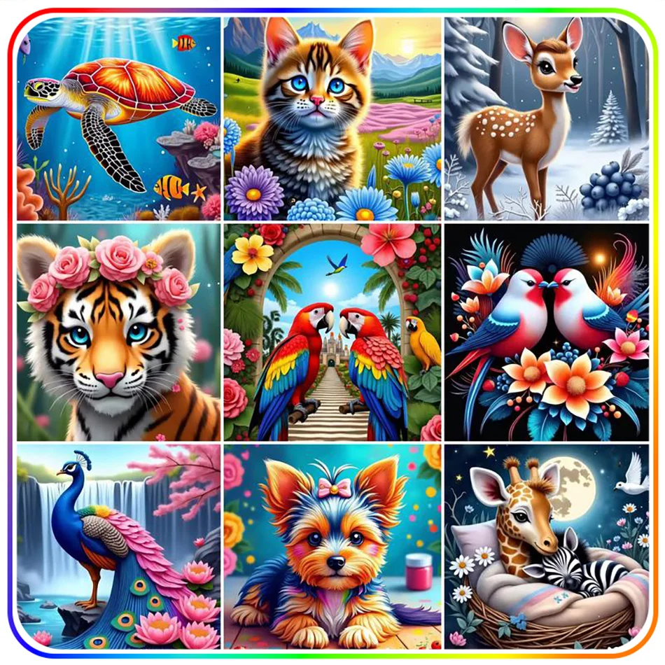 

SDOYUNO 5D Diamond Painting animals Rhinestones Drawings With Diamonds Full Square Drill Full Round Drill gift Wall Decororation