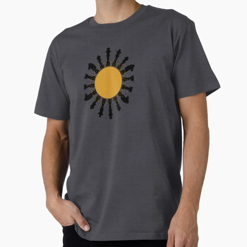 

Retro Sunset Sunshine Funny Chess Player Gift T shirt for man 100% cotton Large size Tops Game Graphic Print Clothes S-6XL