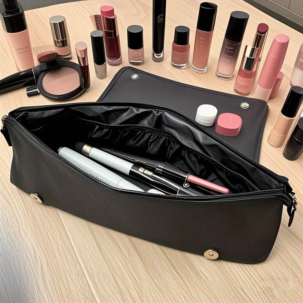 

Travel essential storage bag: Black hair care tools travel bag, curling iron and straightener tools storage bag, 1 piece