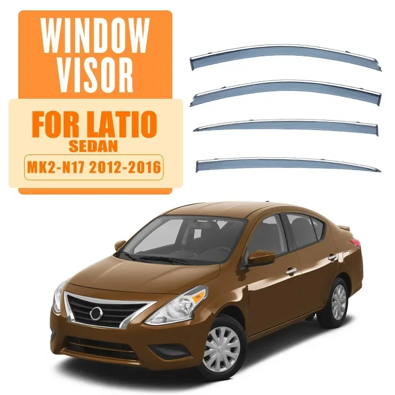 For NISSAN Latio 2012- Weathershie Accessories Car Rain Shield Deflectors Awning Trim Exterior Rain Giards Cover