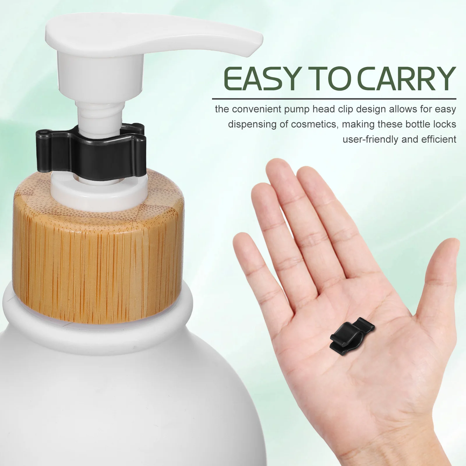 5pcs 5 Pack Travel Shampoo Bottles Dispenser Pump Collar Clips for Leakproof Lotion Locks Black Head Parts