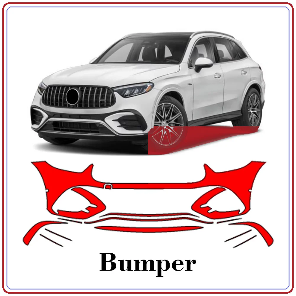 For Mercedes Benz GLC43 AMG 2024-2025 Precut TPU Paint Protection Film PPF Front Bumper Kit Clear Bra Stone Guard EU UK