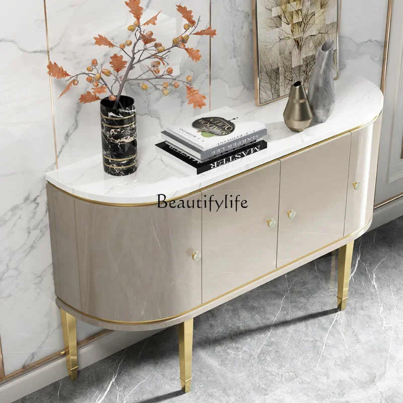 

yj9Simple modern light luxury shoe cabinet Italian semi-arc decorative cabinet
