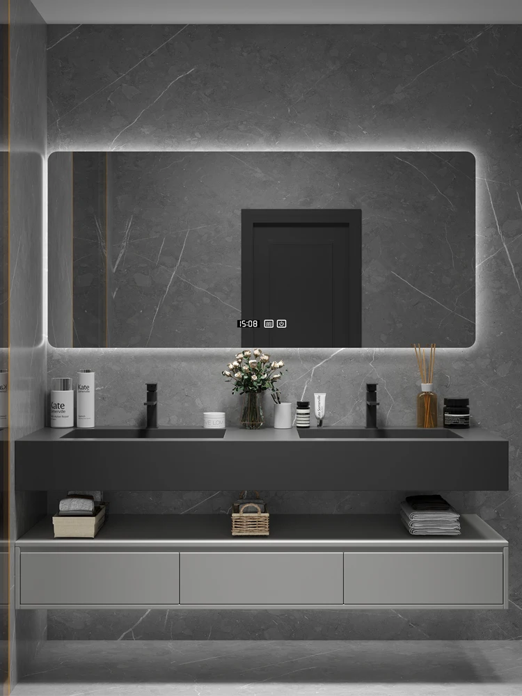 Slate integrated basin bathroom cabinet combined toilet washbasin sink