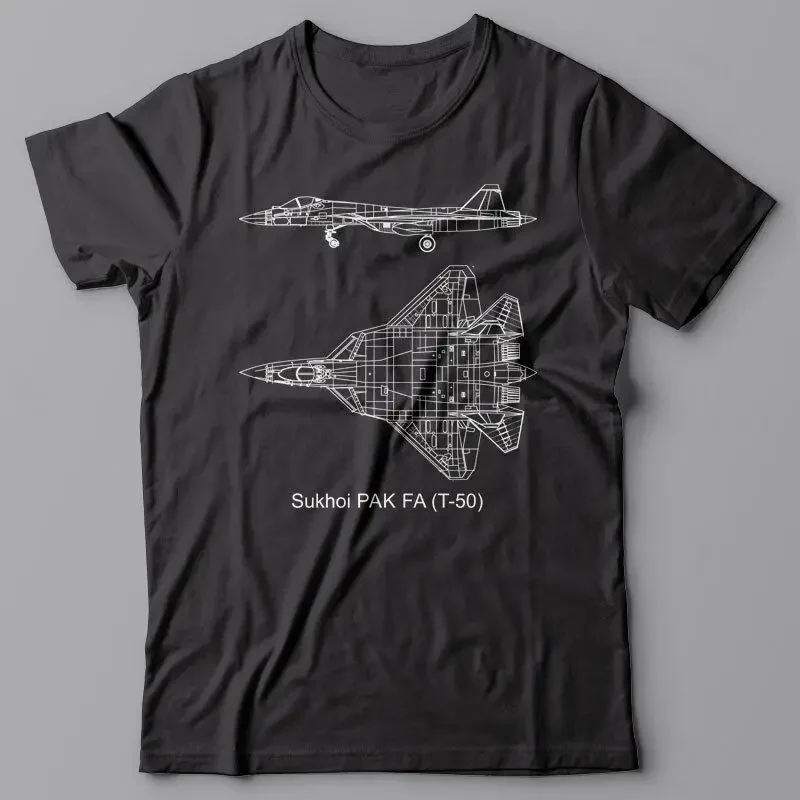 Camiseta militar para hombre, camisas de avión de combate ruso SUKHOI T50 T-50 PAK FAStealth