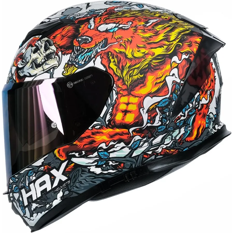 Force GlowinTheDark Aerodynamic Full Face Helmet for Street EBikes DOT ECE Certified Enhanced Dual Visor Adult Size Pinlock Rea