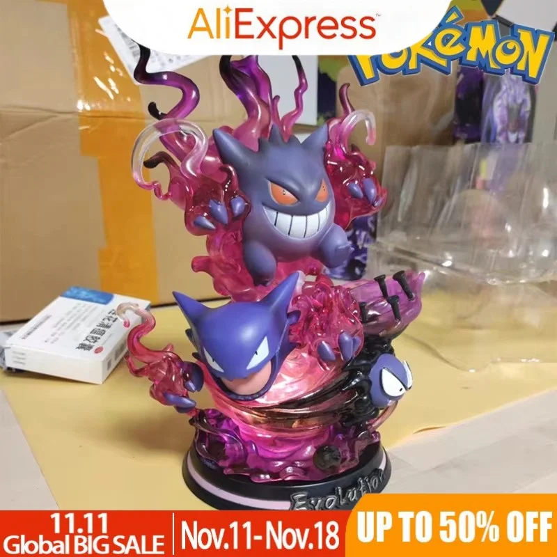 26cm Anime Pokemon Gk Gengar Figure With Light Evolution Gengar Charizard Figure Pvc Action Model Toy Collect For Children Gift