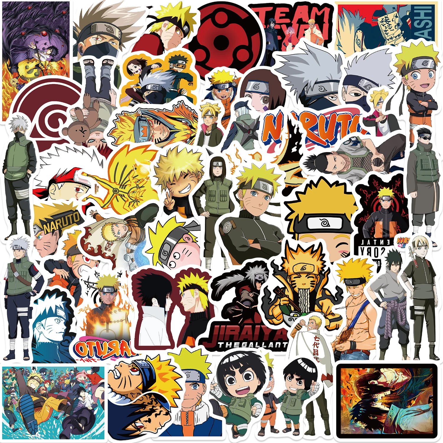 Naruto anime adesivos, 50pcs, naruto, uzumaki, desenhos animados, laptop, telefone, guitarra, skate, decoração, grafite, decalque, presente para crianças