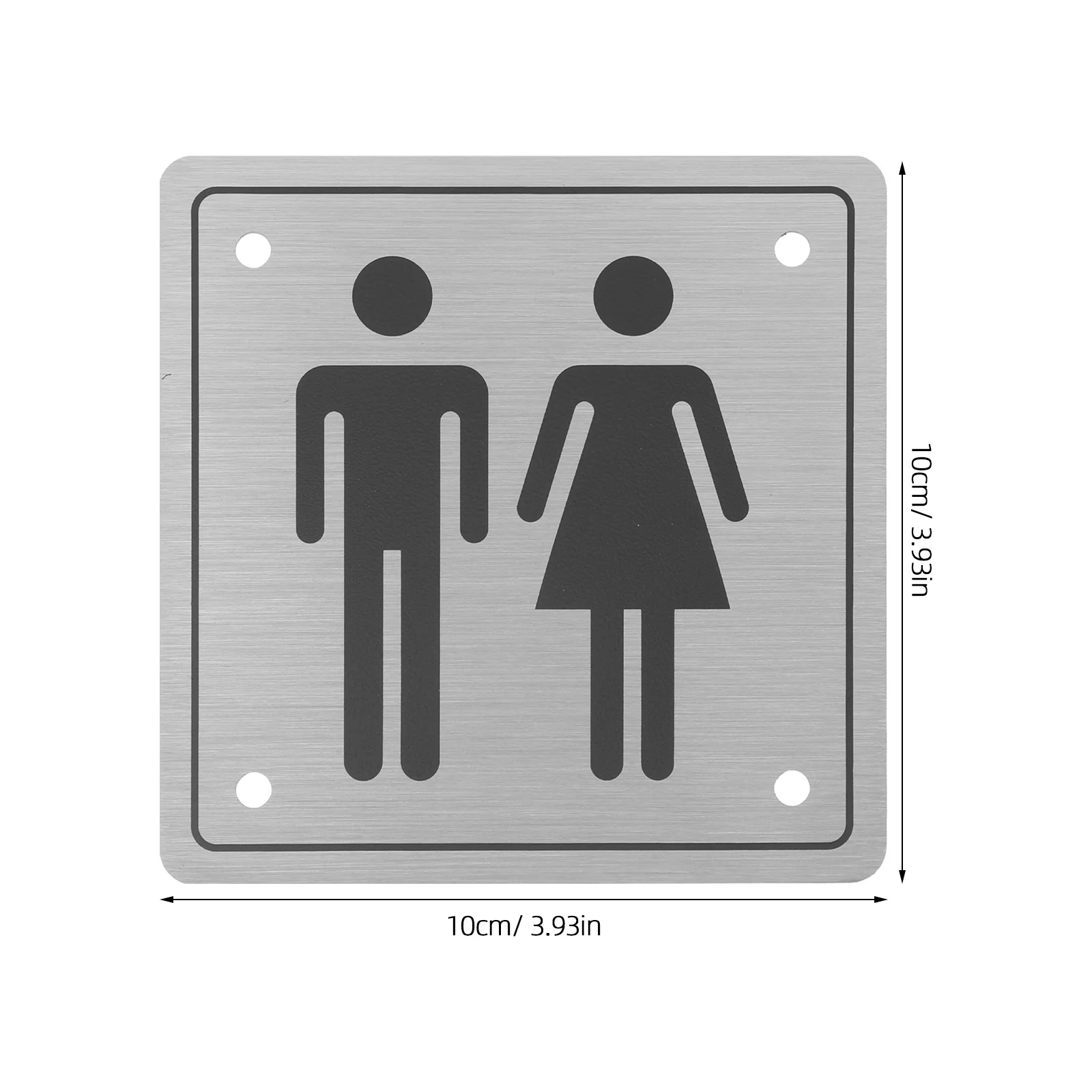 Znak toaletowy ze stali nierdzewnej, szczotkowany metal, wytrzymały, unisex, znak na drzwi do toalet biznesowych, znak toalet dla wszystkich płci.