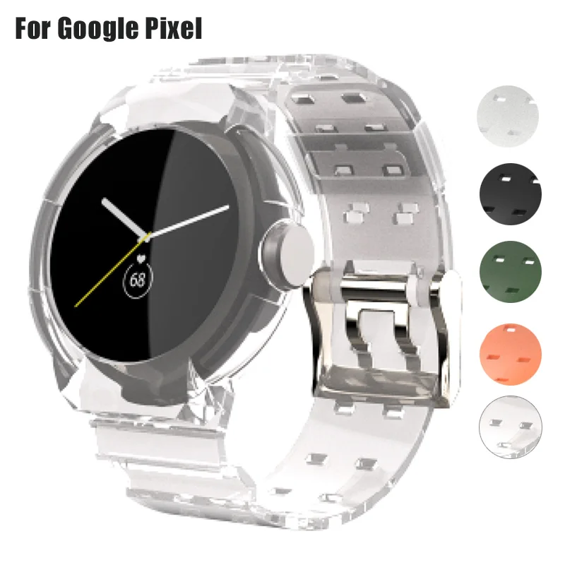 TPU Protector Case Band For Google Pixel Watch Rubber Sport Watchband Replacement strap Bumper Case Waterproof Watch Accessories