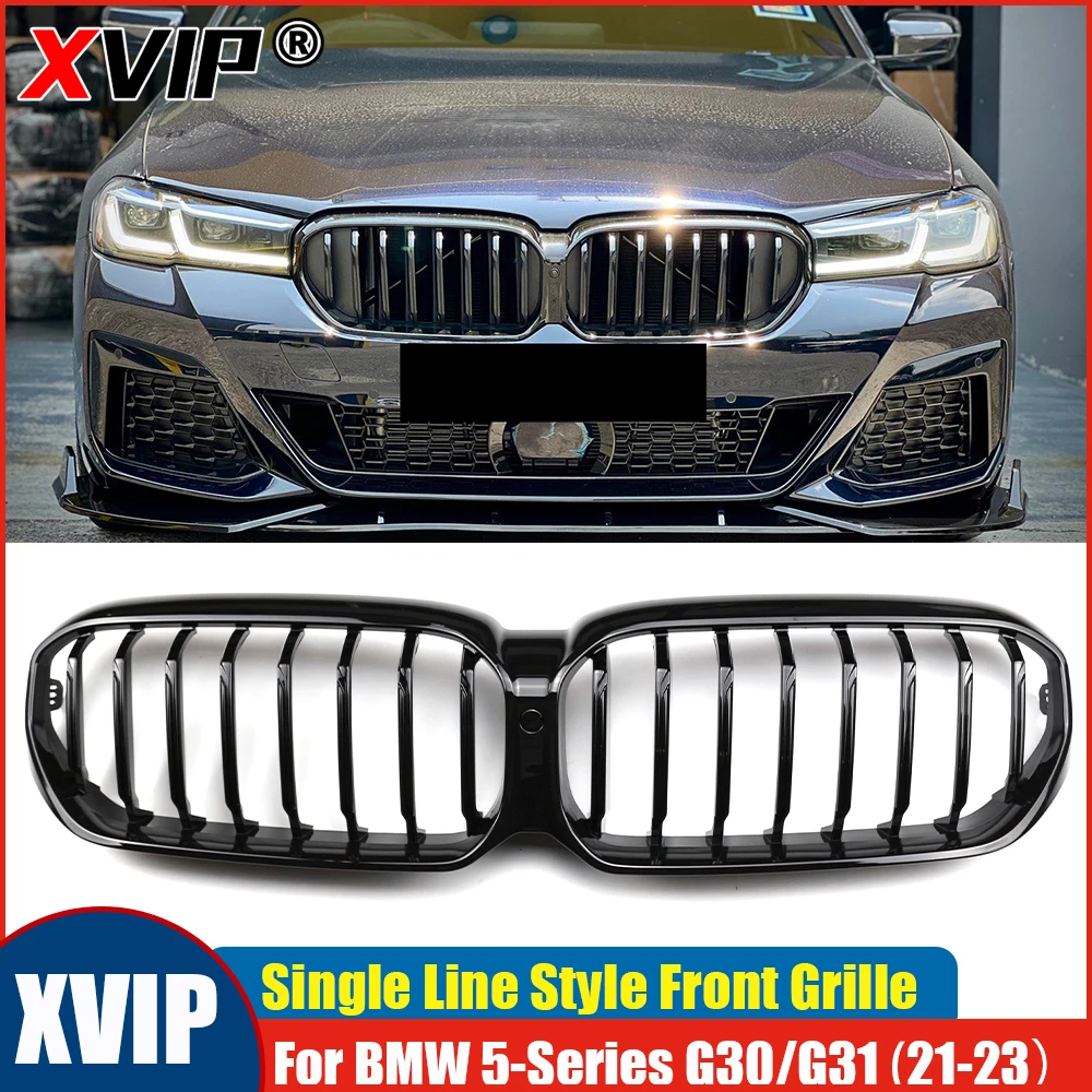 

Глянцевая черная решетка радиатора XVIP с одной линией для BMW 5-й серии G30 G31 LCI 2021-2023, передняя решетка-ноздри