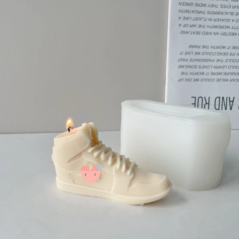 20cm Length 3D High Top Sports Basketball Shoes Silicone Candle Mold Decoration Resin Mould Candle Making Sneakers Soap Mold