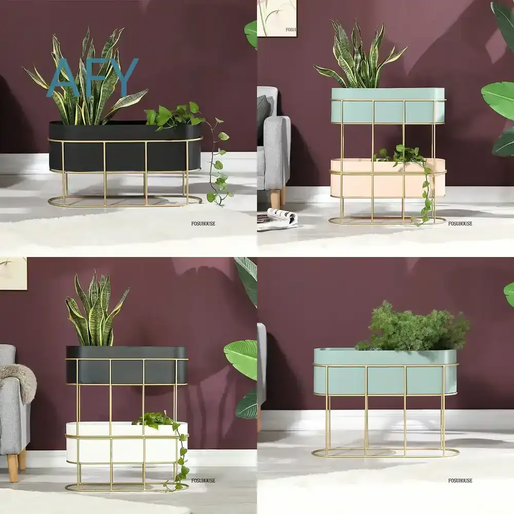 Nordic Large Capacity Plant Stand for Cafes Wrought Iron Stylish Decoration High-end Light Luxury Flower Stand for Rooftops