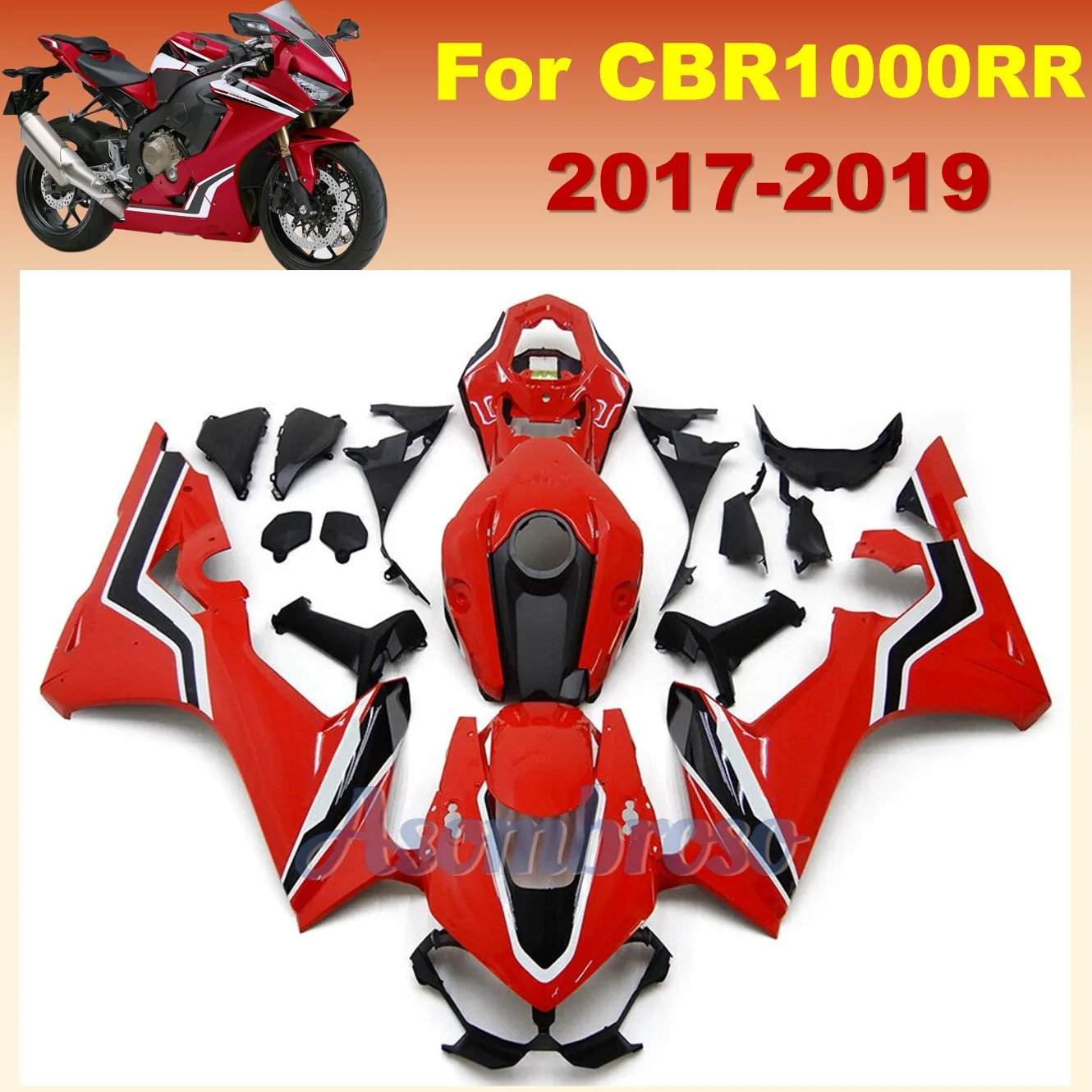 Motorcycle Accessories Injection ABS Plastics Bodywork for CBR1000RR 2017 2018 2019 CBR1000 RR 17 18 19 Red black Fairing Kit