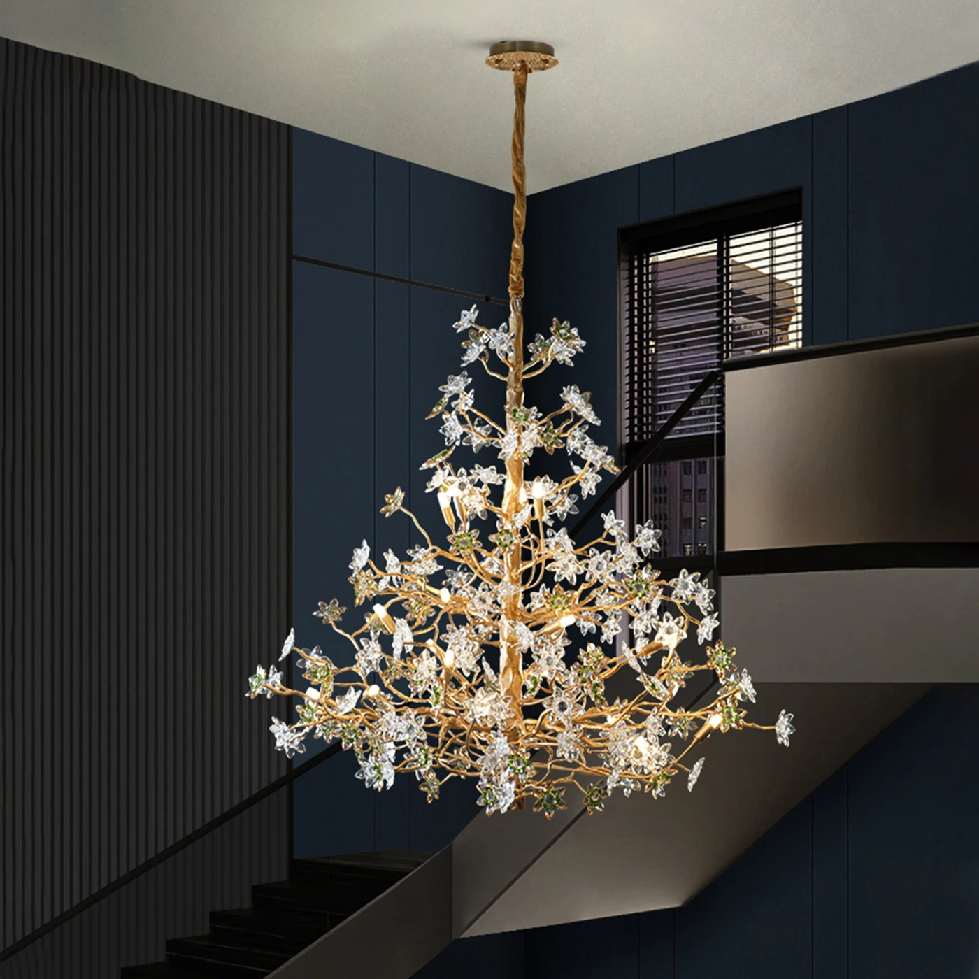 Solid Brass Branch Crystal Chandelier Living Room, Dining Room, Bedroom Lighting Creative Tree Branch Art Chandelier