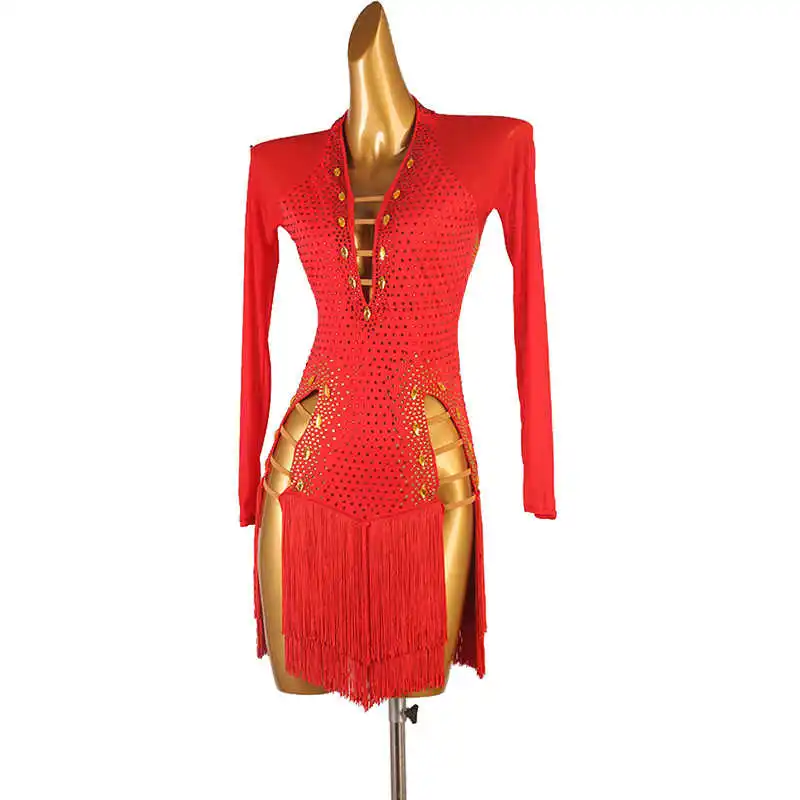 Party Dresses For Women Sexy Female Latin Dance Suit Girls Practice Wear Clothing Competition New Line Skirt Stand Ballroom