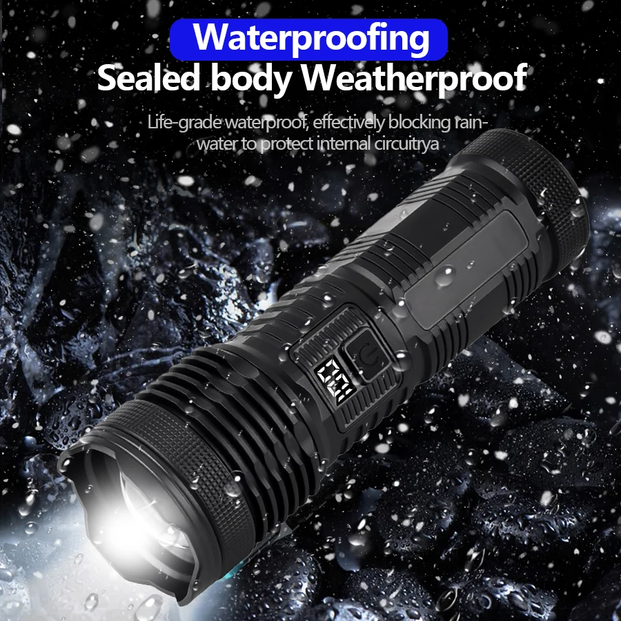 Most Powerful P50 FlashLight Flash light 5 Modes Usb Zoom Led Torch Built-in 18650 Battery Camping Fishing Drop Shipping