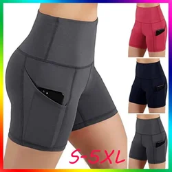 Pantalones cortos para mujer, mallas con bolsillos laterales para Yoga, entrenamiento, correr, ropa de gimnasio