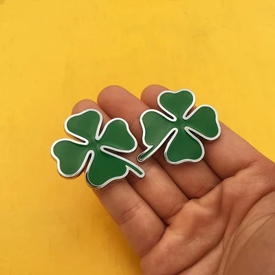 3D Metal Car Sticker Green Lucky Four Leaf Clover Fender Front Grille Emblem For Alfa Romeo 4C 8C Rear Trunk Badge Accessories