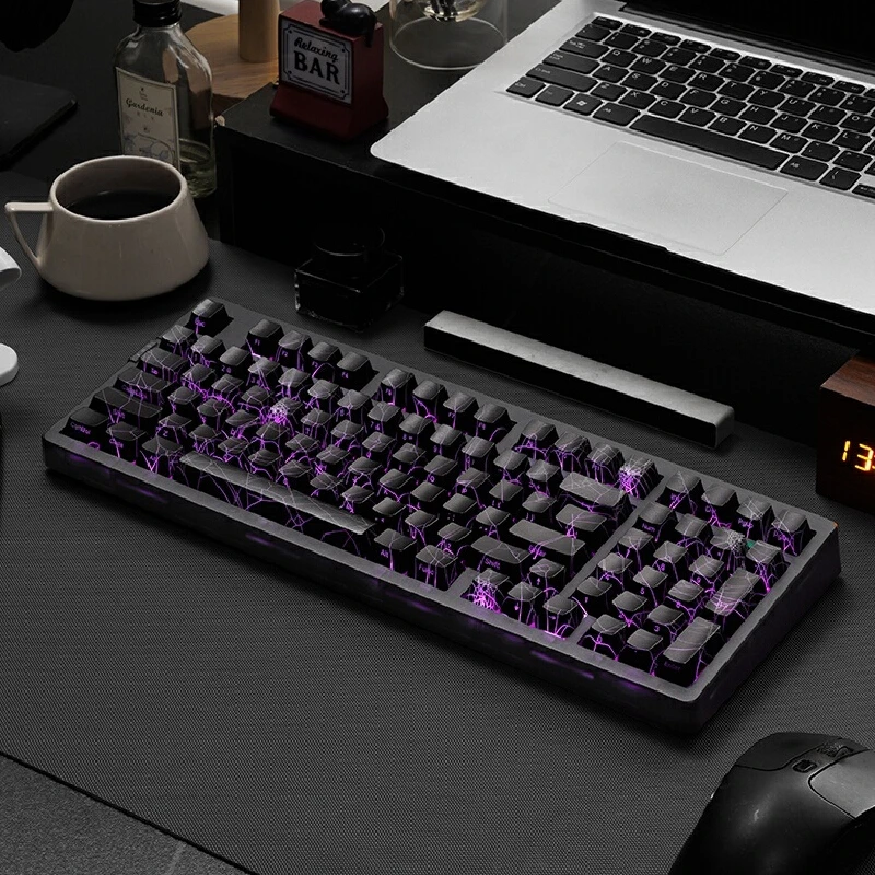 Zuohe Zh 980 クモの巣メカニカルキーボード Geming ワイヤレス 2.4 グラム Bluetooth カスタムオフィス Hifi ミュートスパイダーウェブキーボード