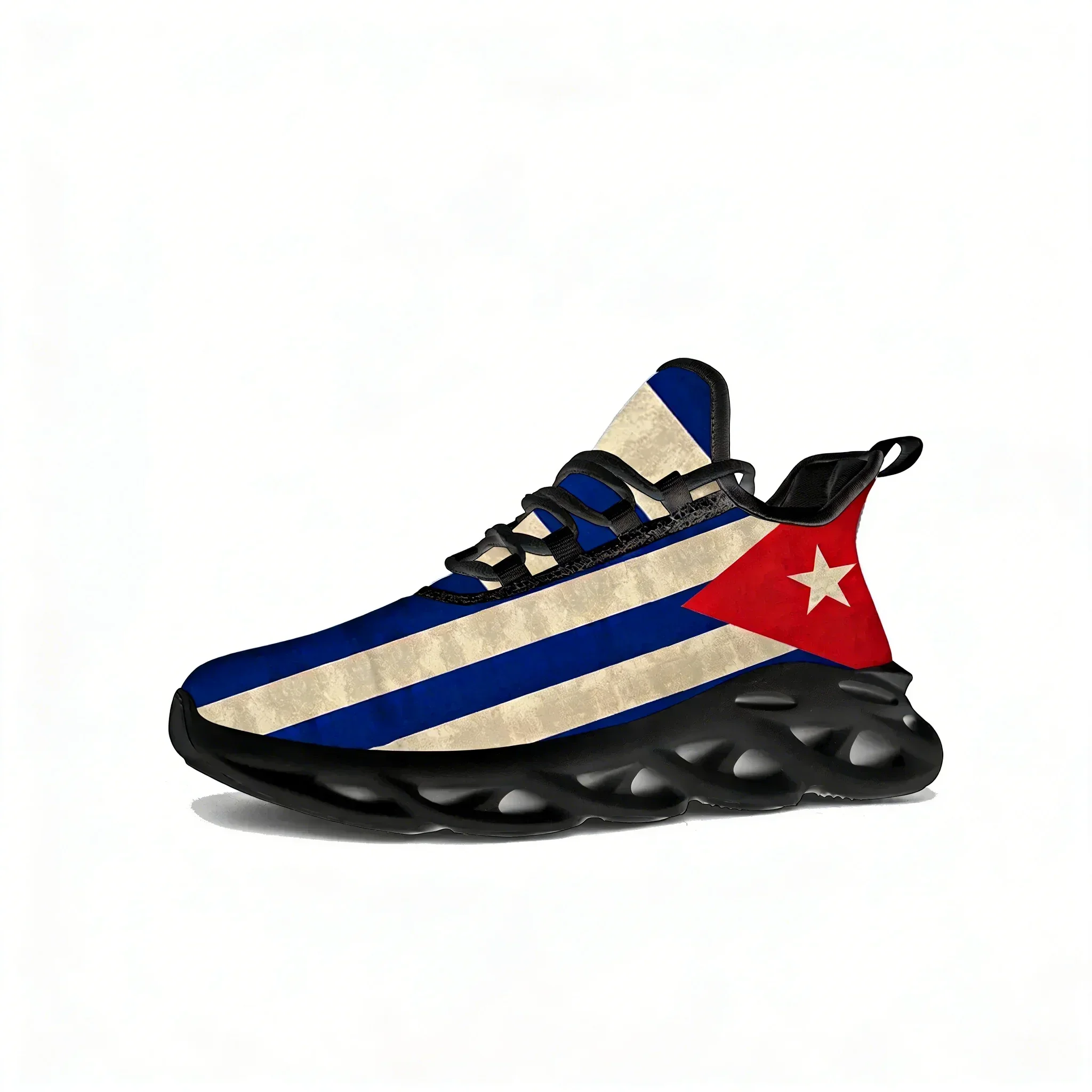Cuban Flag Flats Sneakers Mens Womens Cuba Pop Sports Running Sneaker Lace Up Mesh Footwear Tailor-made Shoe Black