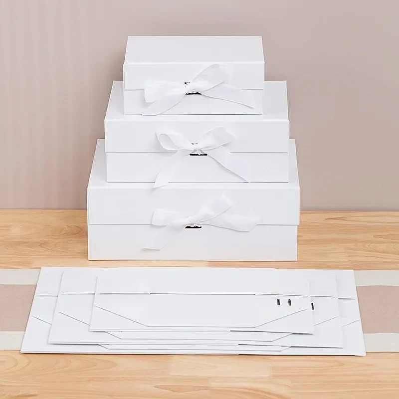 Cardboard White Black Gift Package Carton Large Gift Box Blank 3layer Corrugated Box For Packaging Parti Favors Box With Magnet