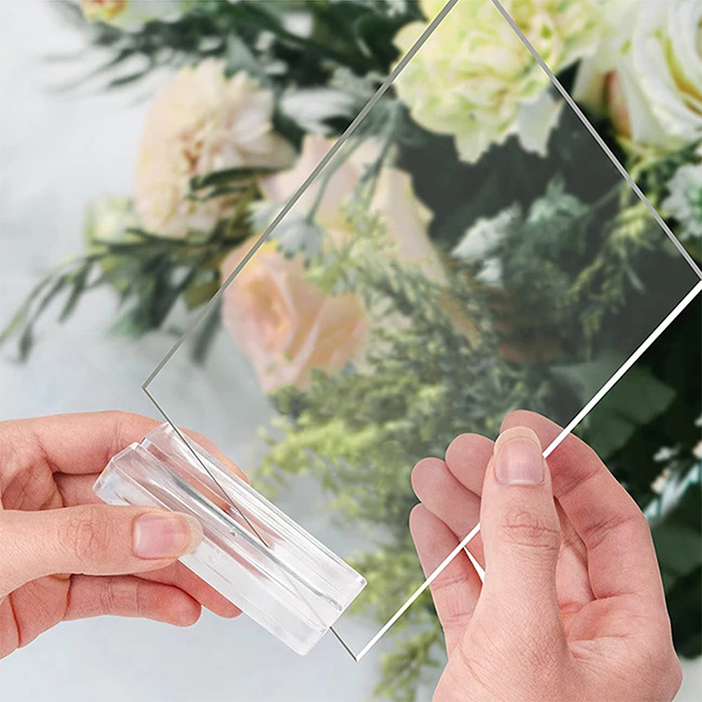 

Transparent Acrylic Stand Brackets Crystal Clear Memo Table Numbers Slot Office Cards Sign Holder Postcard Slot Base Photo